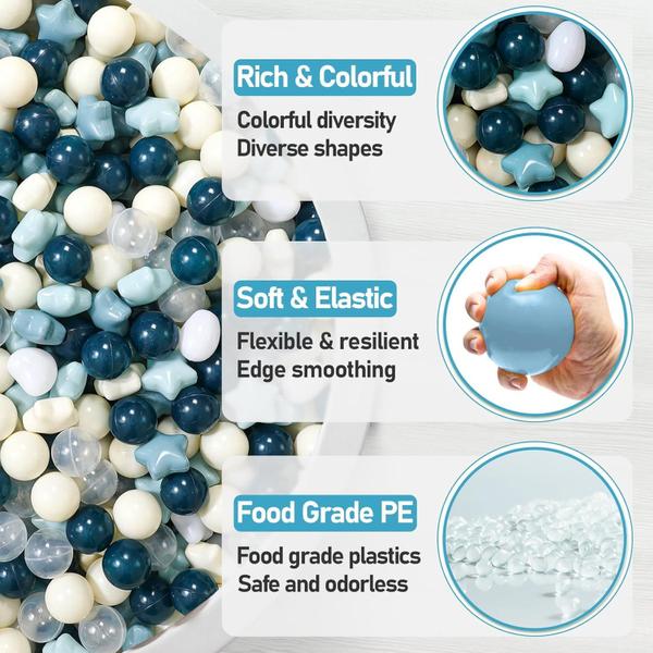 Ball Pit Balls FHRILEK Star para crianças 50 unidades sem BPA e não tóxicas Imagem de Ball Pit Balls FHRILEK Star para crianças 50 unidades sem BPA e não tóxicas