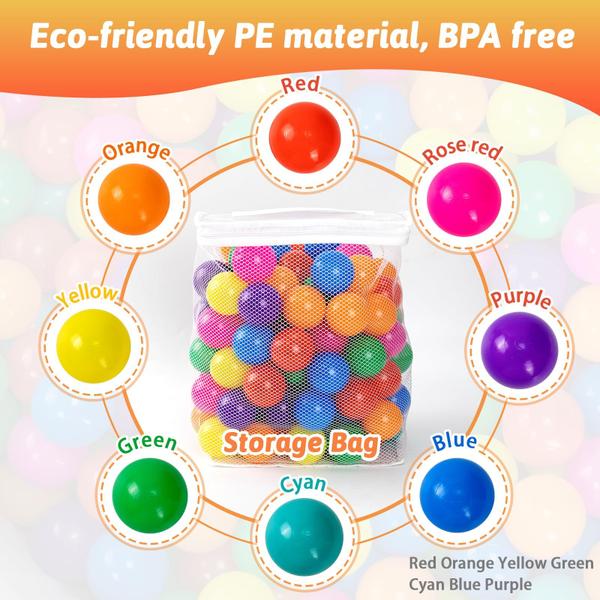 Ball Pit Balls Markdang 100 unidades e 8 cores para bebês com bolsa Imagem de Ball Pit Balls Markdang 100 unidades e 8 cores para bebês com bolsa