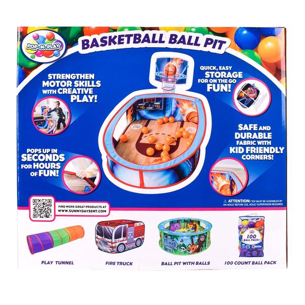 Imagem de Ball Pit Sunny Days, basquete grande com aro e 20 bolas