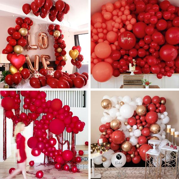 Imagem de Balloon PartyWoo Ruby Red, pacote de 120 unidades de tamanhos diferentes