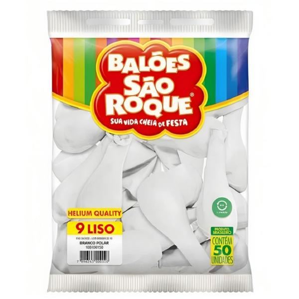 Imagem de Balões 09 Liso Com 50un Bexigas Branco Polar 108106150 - São Roque