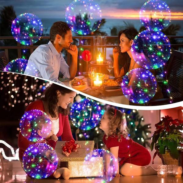 Imagem de Balões Bobo Coloridos com LED - 10 Unidades Transparentes + Luzes de 3m