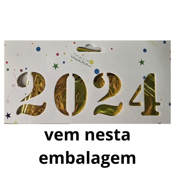 Imagem de balões metalizado numero 2024 40cm Reveillon Ouro festa