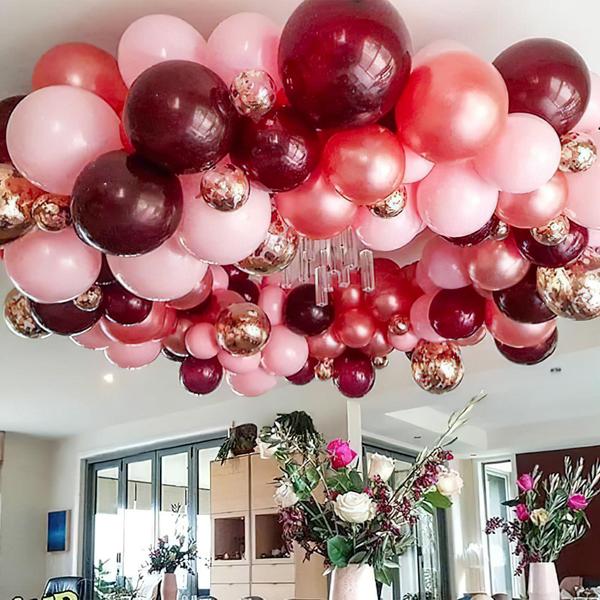 Imagem de Balões PartyWoo Burgundy de 12 polegadas, 101 peças para decoração