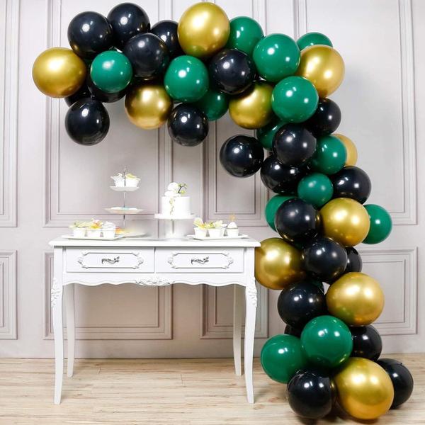 Imagem de Balões PartyWoo Preto, Dourado, Verde, 60 unidades, 30 cm, Preto, Dourado, Verde