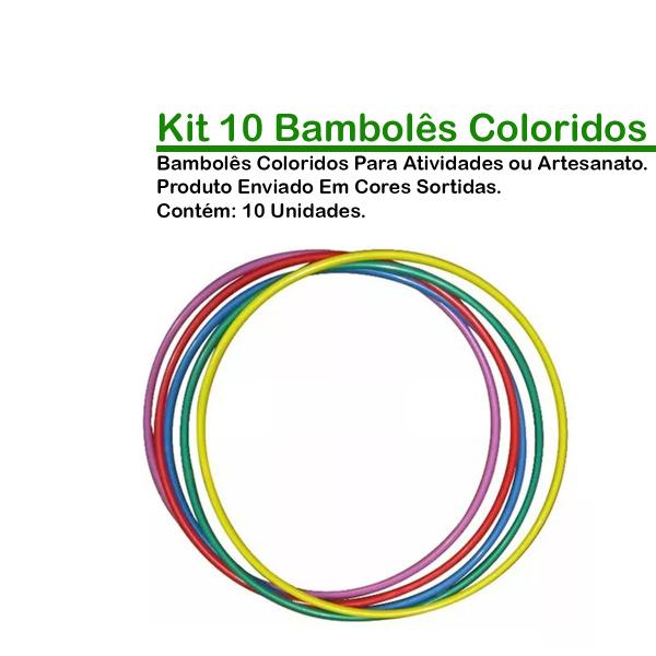 Imagem de Bambolê Infantil Kit 10 Exercício Brincadeiras Colorido