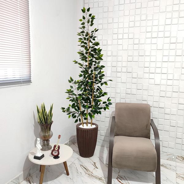 Bambu Da Sorte Artificial 2 Metros Grande Com Vaso Decoração - Flor de Mentirinha Imagem de Bambu Da Sorte Artificial 2 Metros Grande Com Vaso Decoração