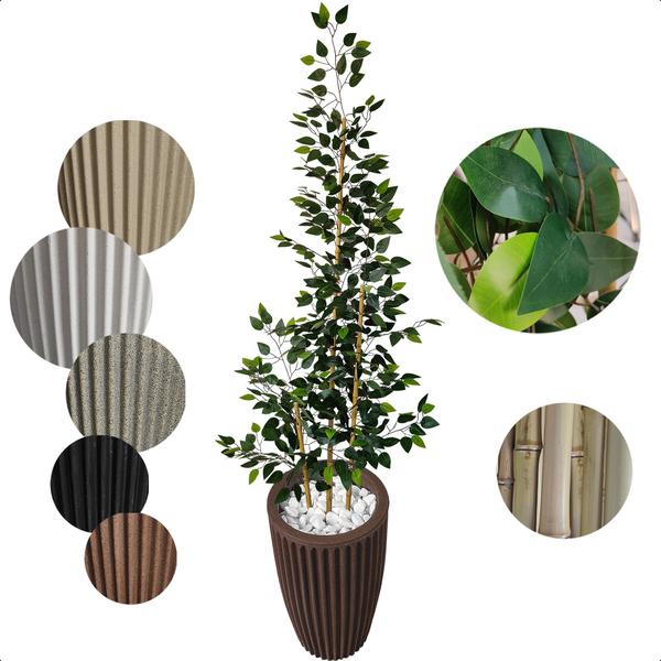 Bambu Da Sorte Artificial 2 Metros Grande Com Vaso Decoração - Flor de Mentirinha Imagem de Bambu Da Sorte Artificial 2 Metros Grande Com Vaso Decoração
