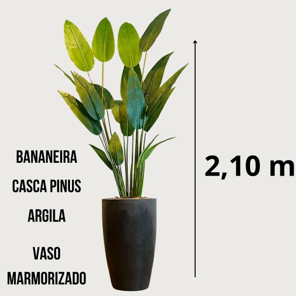 Imagem de Bananeira Artificial Grande + Vaso Completo Decoração Casa