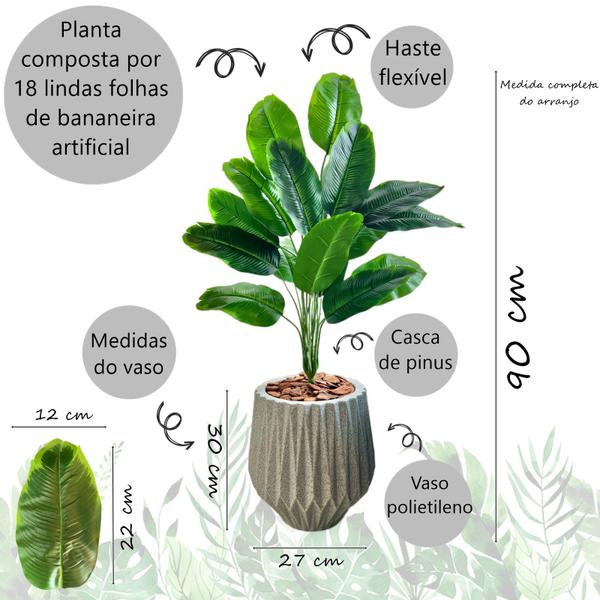 Imagem de Bananeira Buquê Planta Artificial Com Vaso Polietileno