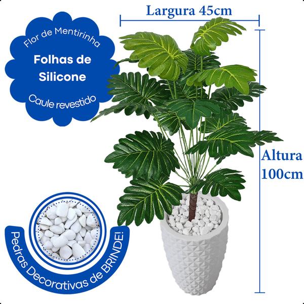 Imagem de Bananinha Artificial Folhas Verdes Grande Vaso Decoração