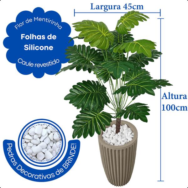 Imagem de Bananinha Artificial Folhas Verdes Grande Vaso Decoração