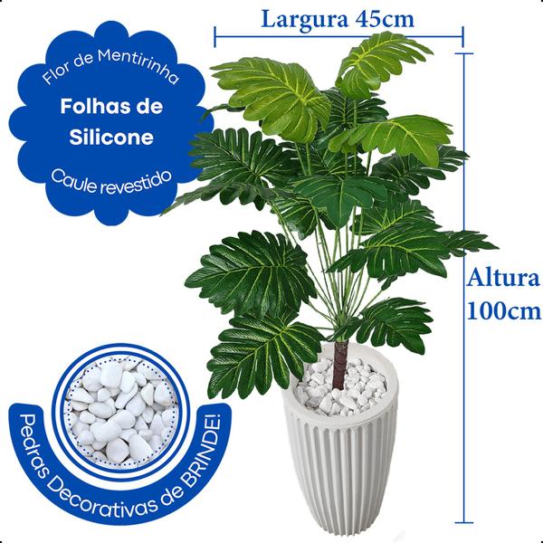 Imagem de Bananinha Artificial Folhas Verdes Grande Vaso Decoração