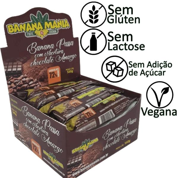 Imagem de Bananinha Com Chocolate Amargo Sem Glúten Sem Lactose 72% Cacau 20x28g