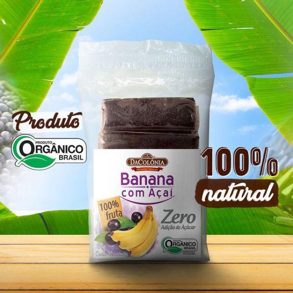 Imagem de Bananinha Sem Açúcar Orgânica Barrinha de Banana com Açaí DaColônia 150g