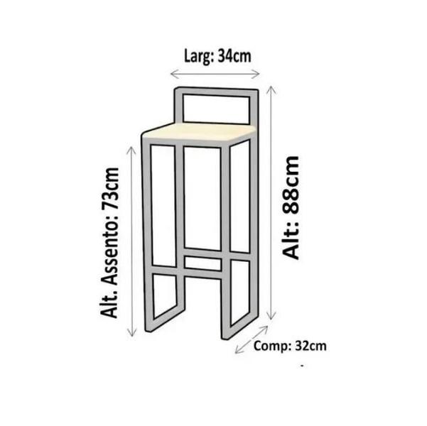 Imagem de Bancada Cozinha Balcão Gourmet 120cm Branco Com 2 Banquetas Estofada Br