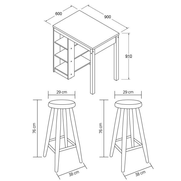 Imagem de Bancada Cozinha Ditália + 2 Banquetas + Iluminação CD-1022