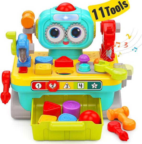 Imagem de Bancada de trabalho Toy Robot para educação infantil de 1 a 5 anos com 11 ferramentas