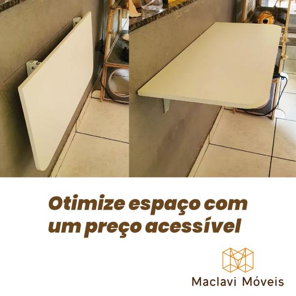 Imagem de Bancada Dobrável de Parede 66x35 para Cozinha e Café