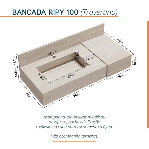 Imagem de Bancada em Porcelanato 100cm com Cuba Esculpida Ripy