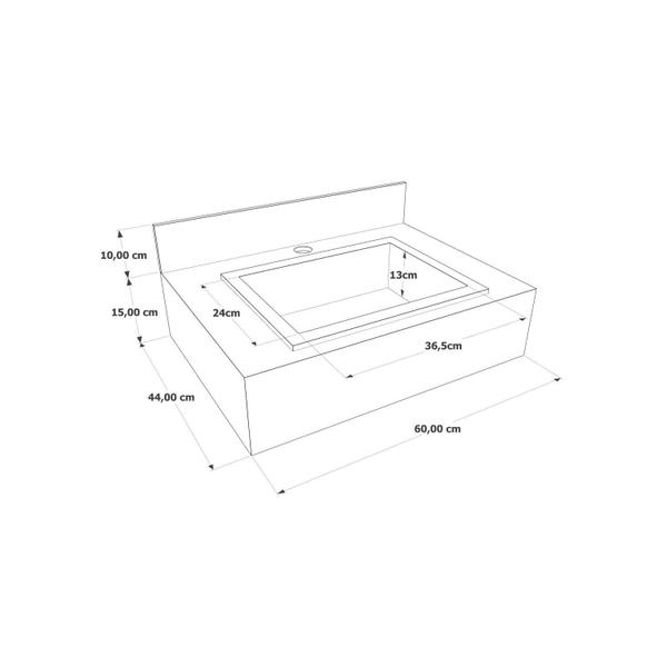 Imagem de Bancada em Porcelanato para Banheiro 60cm Com Cuba PRETO