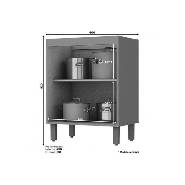 Imagem de Bancada Ilha Cozinha Balcão Gourmet Connect c/ 2 Portas e 3 Gavetas 145cm Duna/Cristal - Henn