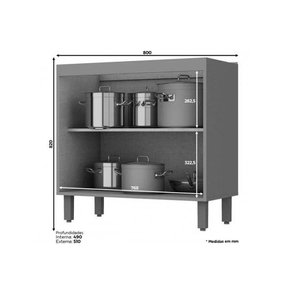 Imagem de Bancada Ilha Cozinha Balcão Gourmet Connect c/ 4 Portas 145cm Off White - Henn