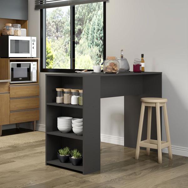 Imagem de Bancada Ilha Gourmet para Cozinha 136 x 92 Cm MDP Cinza Vulcano 0565 MENU