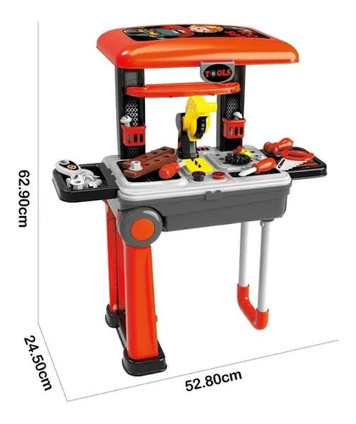 Imagem de Bancada Infantil Kit Ferramentas 2 Em 1 Vira Maleta Didático