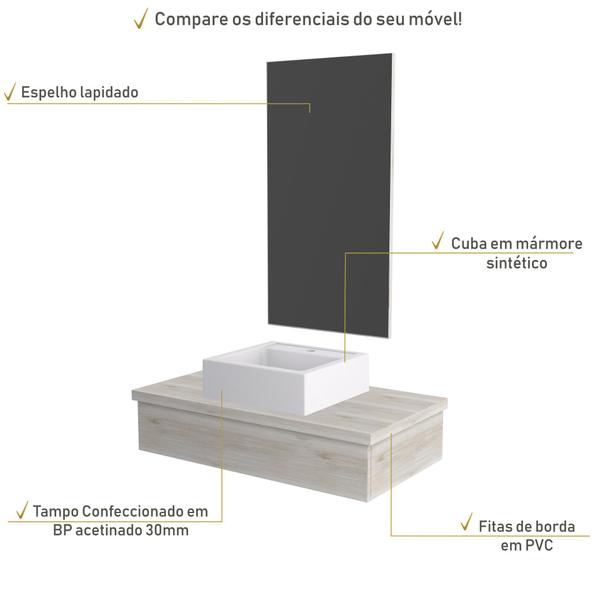 Imagem de Bancada Metrópole 801w 80cm C/cuba Q39 e Espelheira