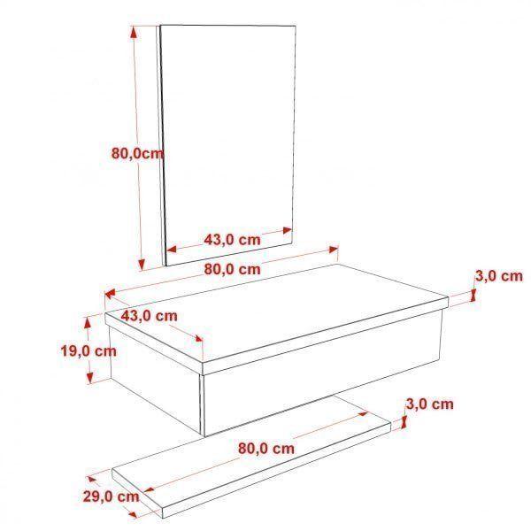 Imagem de Bancada para Banheiro 80cm com Cuba Aria Rt41 Prateleira e Espelheira 806W Metrópole Compace