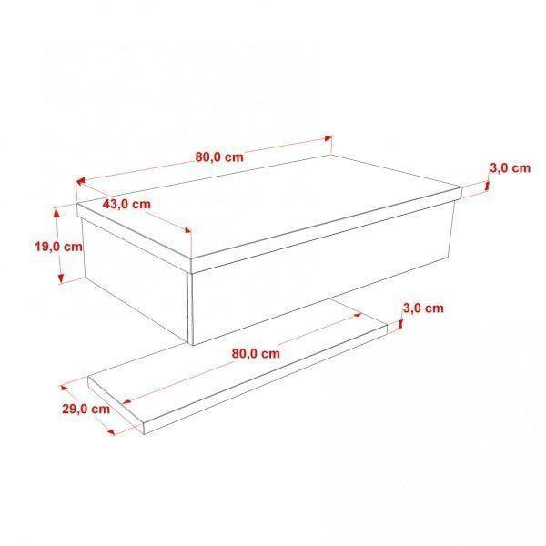 Imagem de Bancada para Banheiro 80cm com Cuba Canoa L45 e Prateleira 805W Metrópole Compace