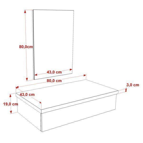 Imagem de Bancada para Banheiro 80cm com Cuba Q39 e Espelheira 801W Metrópole Comapace