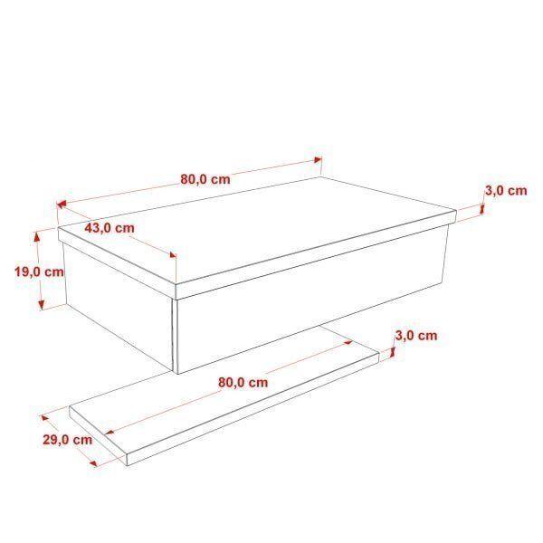 Imagem de Bancada para Banheiro 80cm com Cuba Q39 e Prateleira 805W Metrópole Compace