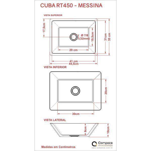 Imagem de Bancada para Banheiro Cuba Rt45 com Prateleira 605W Metrópole Compace