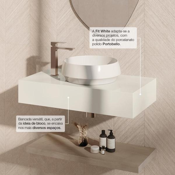 Imagem de Bancada para Banheiro em Porcelanato Alto Padrão  - Linha White 80x45x15 Polido