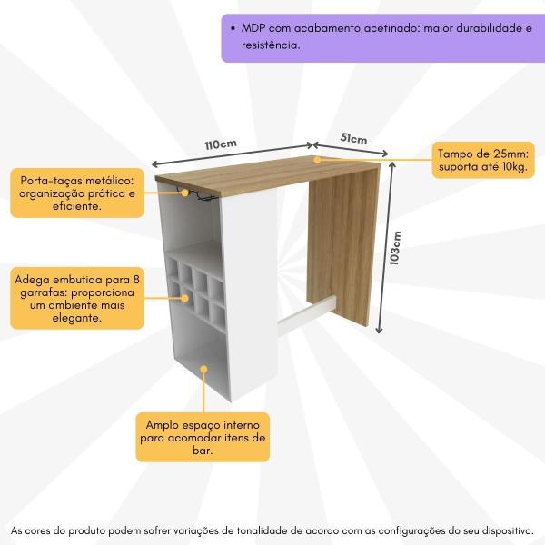 Imagem de Bancada para Cozinha 110cm com Adega e Porta-taças Multimóveis CR20342