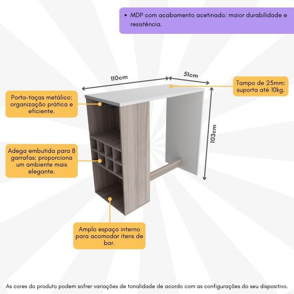 Imagem de Bancada para Cozinha 110cm com Adega e Porta-taças Multimóveis CR20342