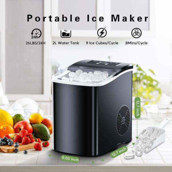 Imagem de Bancada portátil Ice Maker ZVOUTTE 12kg/24h - Preto