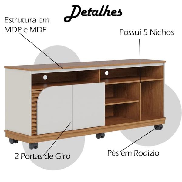 Imagem de Bancada Rack Para TV 65 Polegadas Jurere Freijo Off White Matte CLB