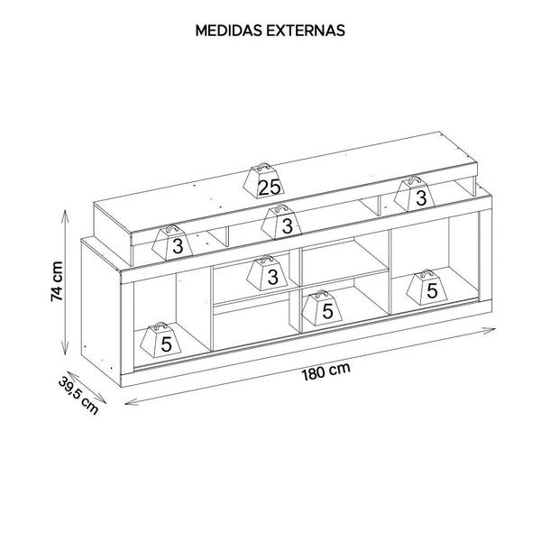 Imagem de Bancada Rack Para TV até 70 Polegadas Sun Marrom Caemmun