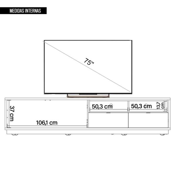 Imagem de Bancada Rack Para TV até 75 Polegadas 218 Cm Renda Caemmun