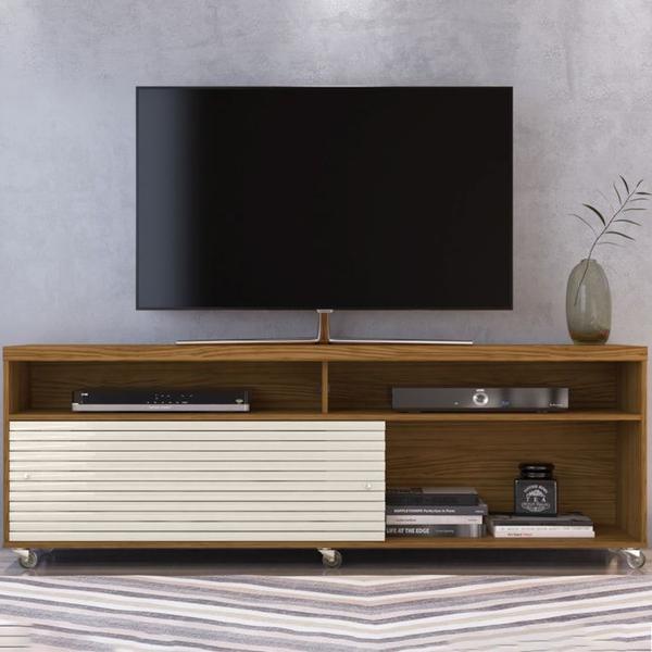 Imagem de Bancada Rack TV 65 Polegadas 182cm 3961 Cedro Nat Off White MDT