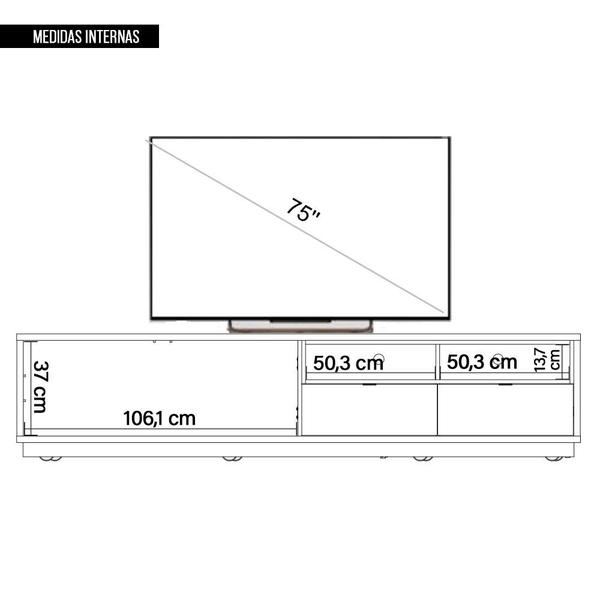 Imagem de Bancada Rack Tv Até 75 Polegadas New Renda 2 Portas Caemmun