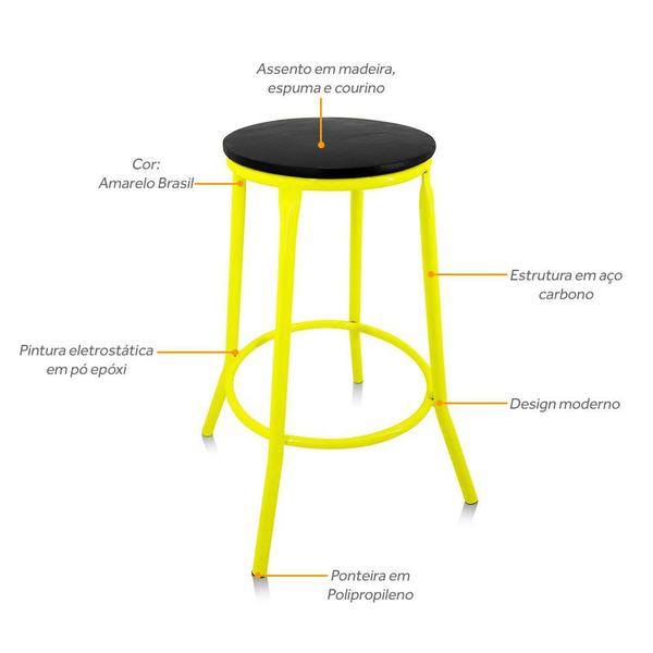 Imagem de Banco Banqueta Média Para Cozinha Bar Austin Amarelo