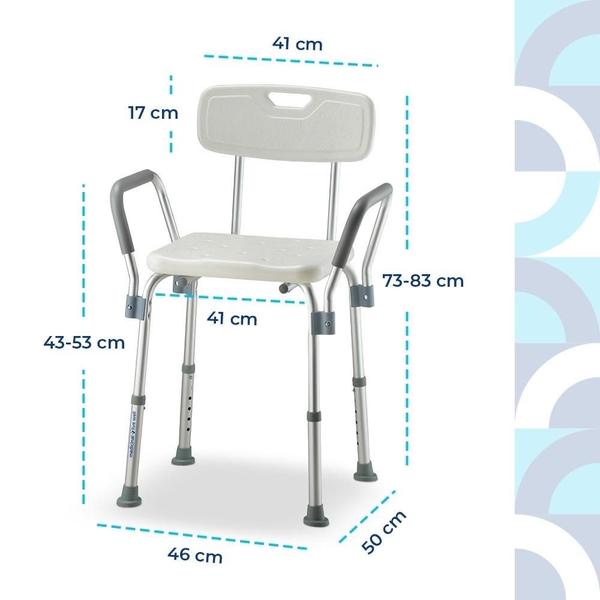 Imagem de Banco cadeira para banho com encosto e apoio de braços até 135 kg med live well