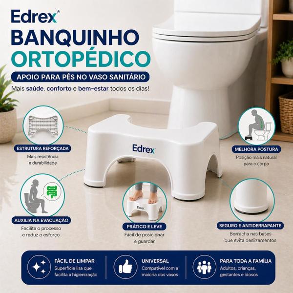 Banco Cócoras Banquinho Privada Apoio Pés Vaso Sanitário - EDREX Banco Cócoras Banquinho Privada Apoio Pés Vaso Sanitário - EDREX