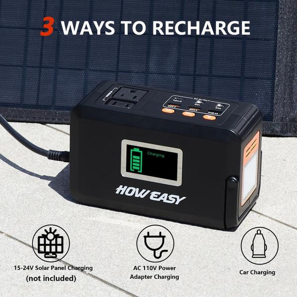 Imagem de Banco de energia portátil HOWEASY 88WH/24000mAh 120W com AC/DC/USB