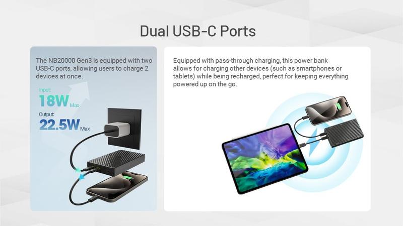 Imagem de Banco de potência Nitecore NB20000 Gen 3 20000mAh com cabo USB-C