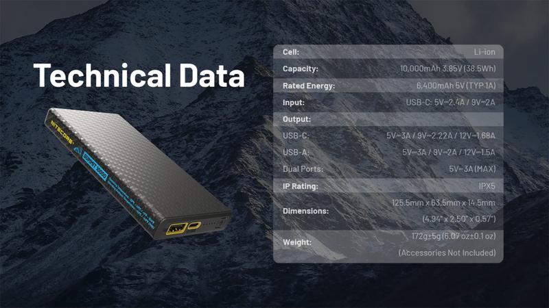 Imagem de Banco de potência Nitecore Summit 10000 10000mAh USB-C QC PD